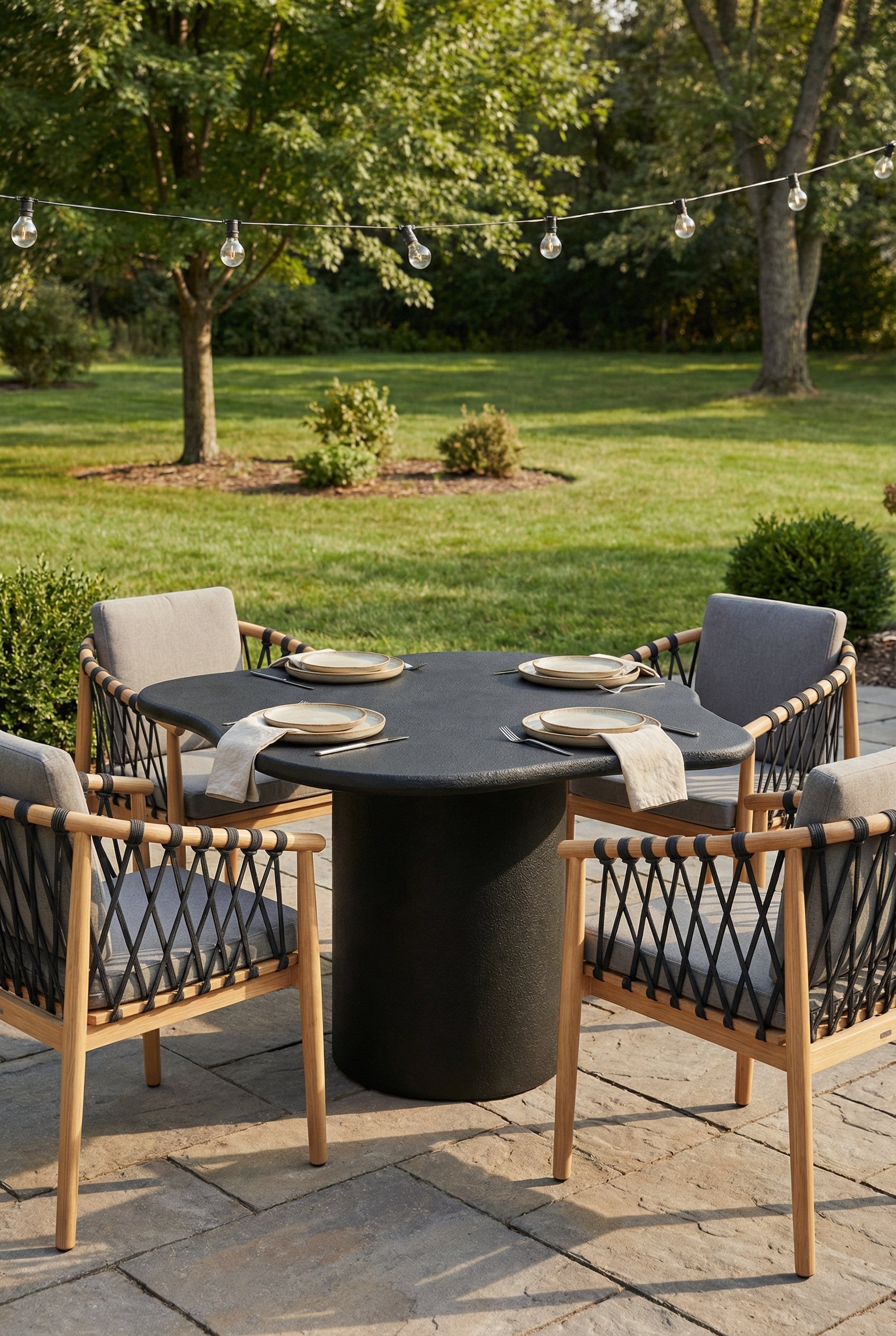 Naurède Black Microconcrete Outdoor Dining Table - Image 2