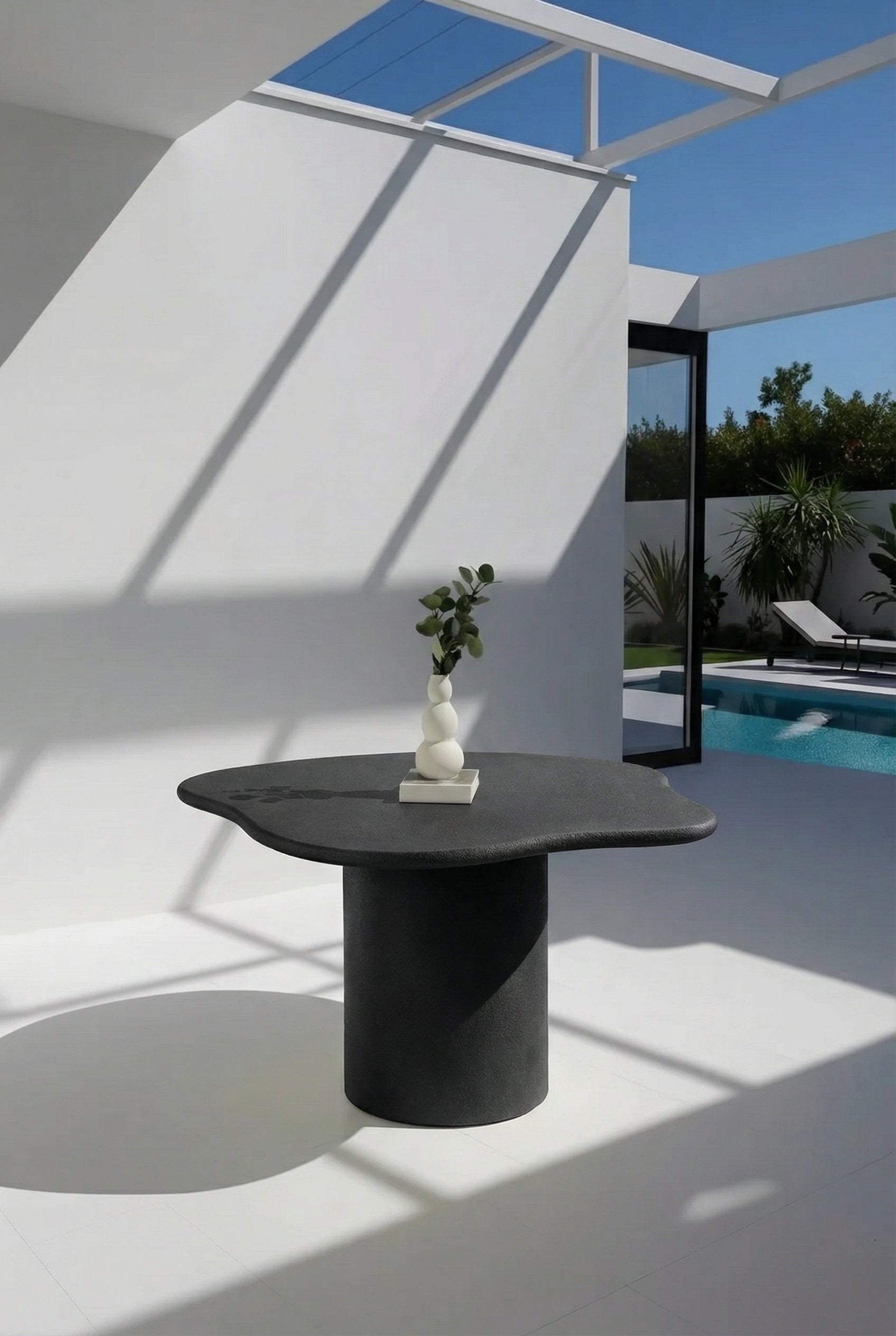 Naurède Black Microconcrete Outdoor Dining Table - Image 3