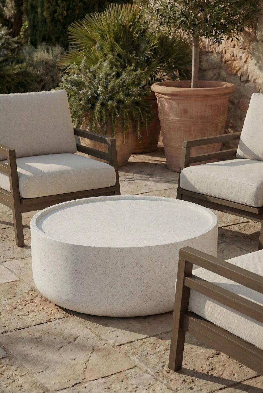 Alto Off White Speckled Microconcrete Outdoor Coffee Table