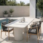 Alara Off White Microconcrete Outdoor Dining Table