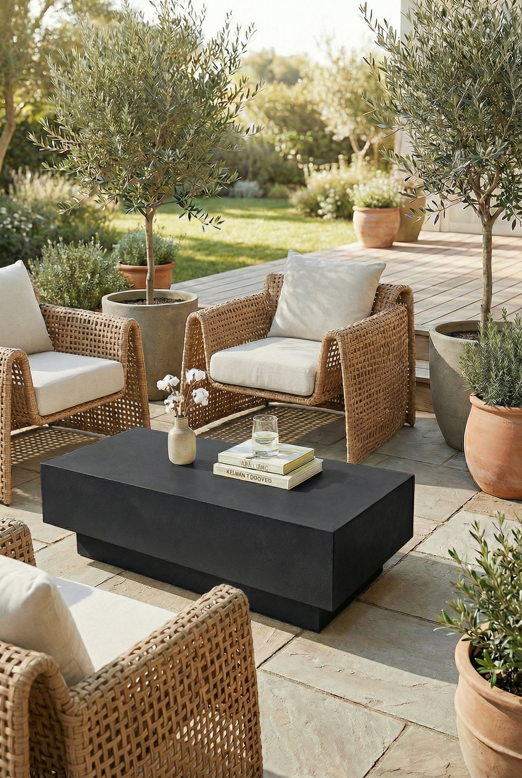 Azalea Black Microconcrete Outdoor Coffee Table