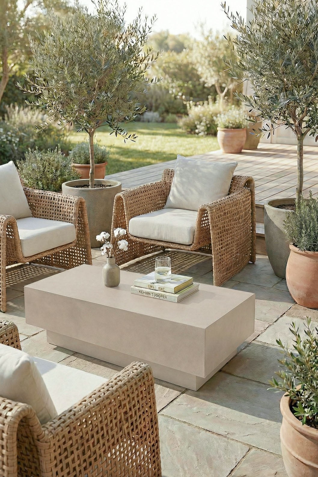 Azalea Ivory Cream Microconcrete Outdoor Coffee Table
