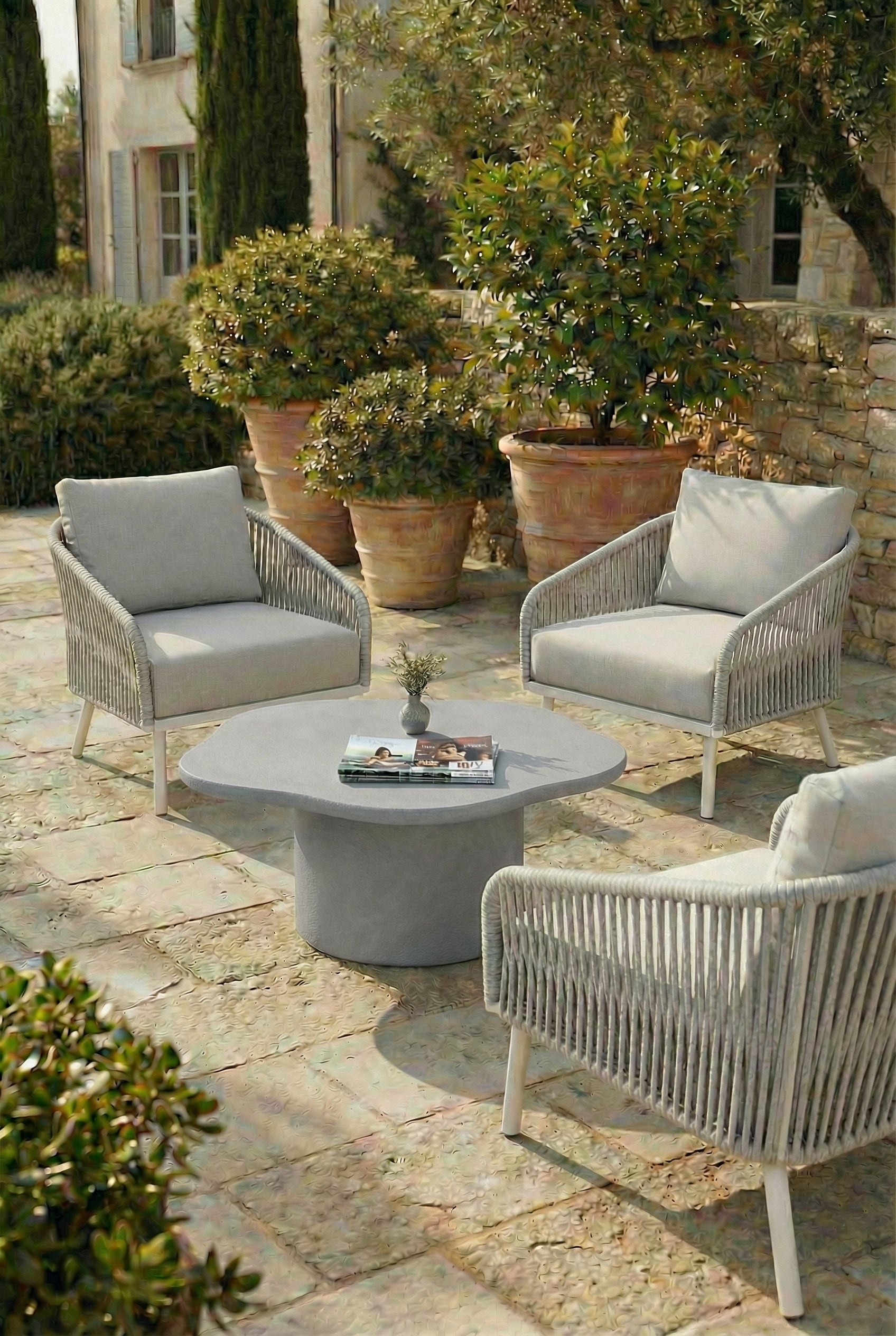 Harlowe Ash Grey Microconcrete Irregular Outdoor Coffee Table