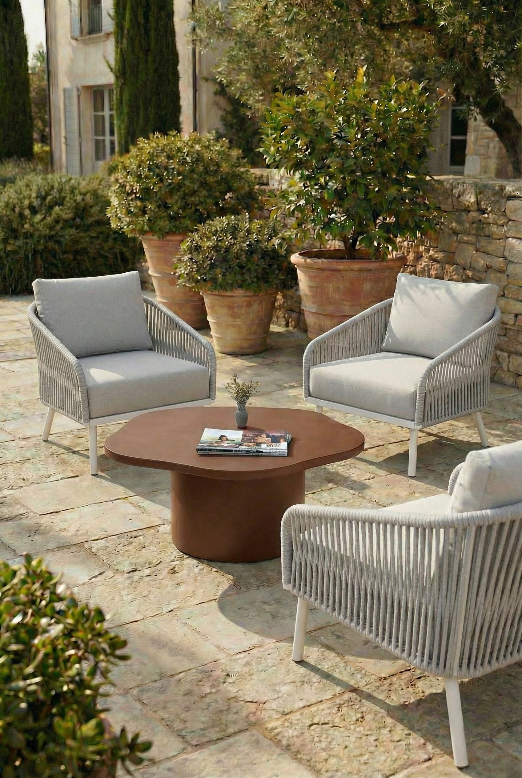 Harlowe Mocha Microconcrete Irregular Outdoor Coffee Table