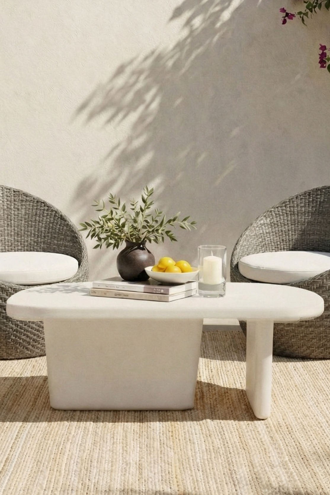 Estela Off White Microconcrete Outdoor Coffee Table
