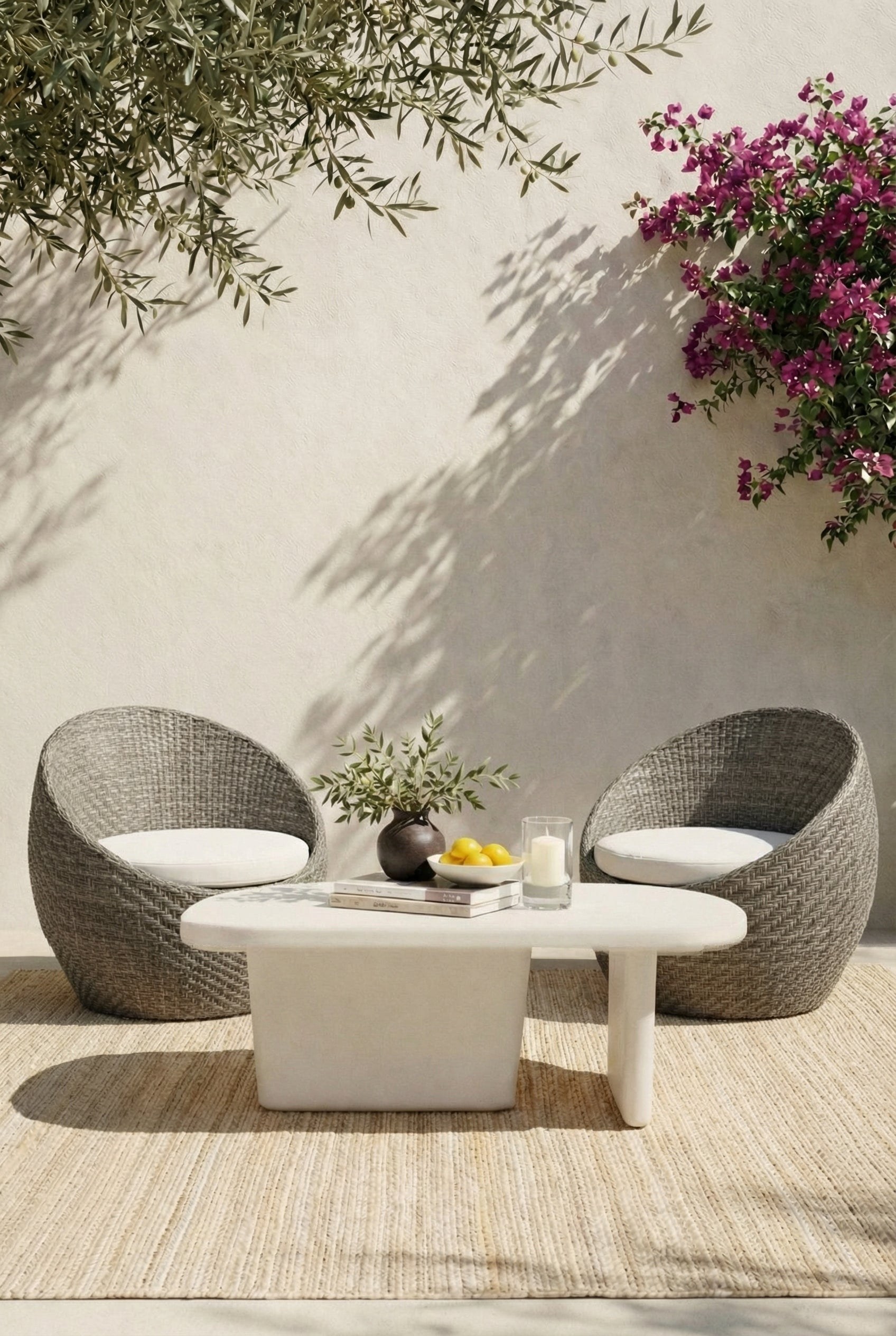 Estela Off White Microconcrete Outdoor Coffee Table - Image 2