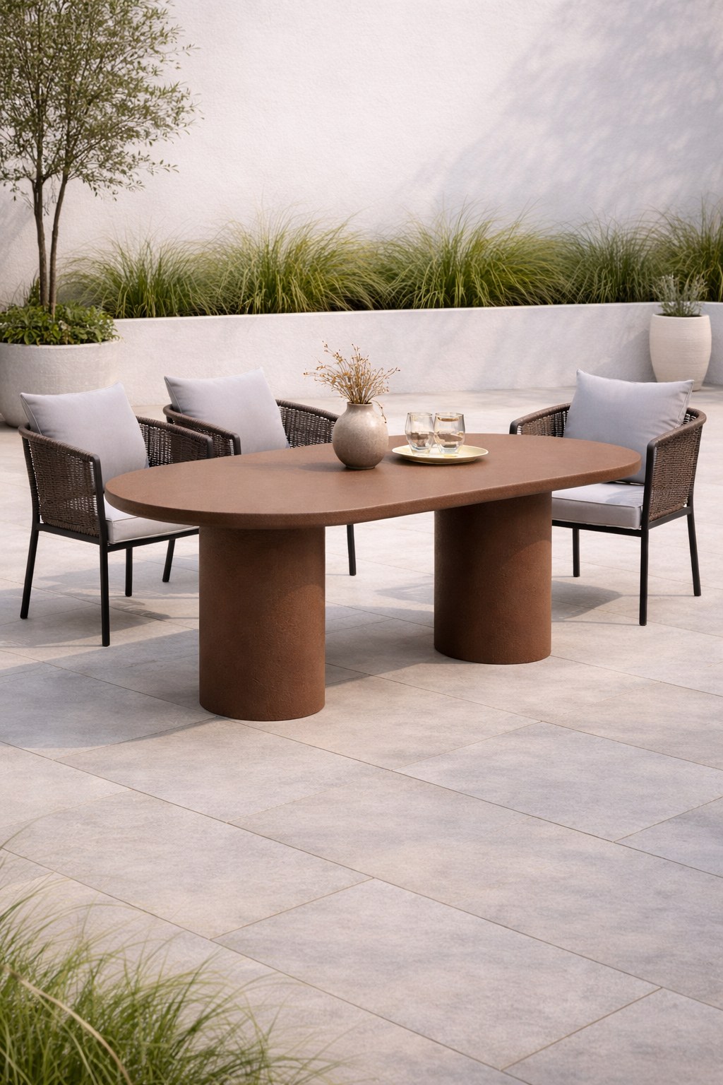Meliora Mocha Microconcrete Outdoor Dining Table - Image 2