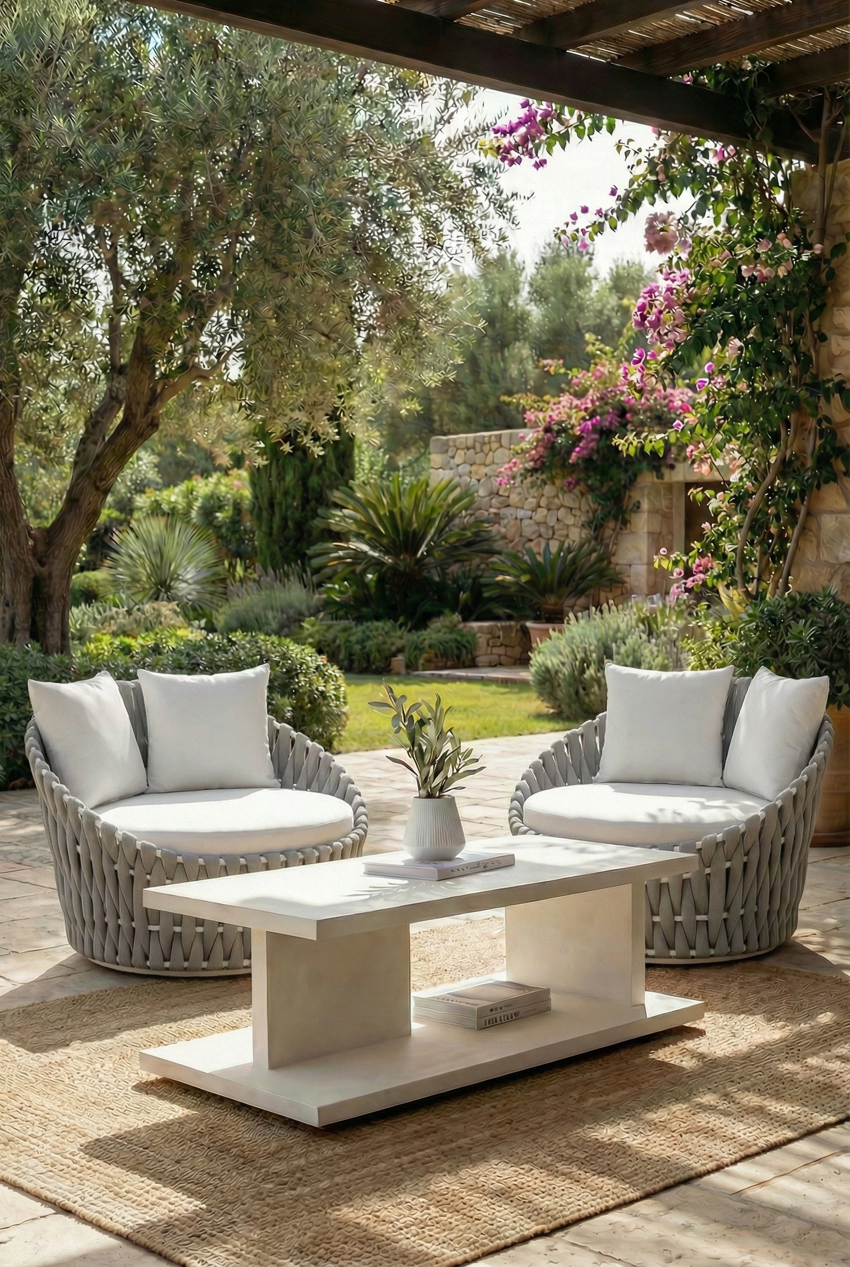 Marlowe Off White Microconcrete Outdoor Coffee Table - Image 2