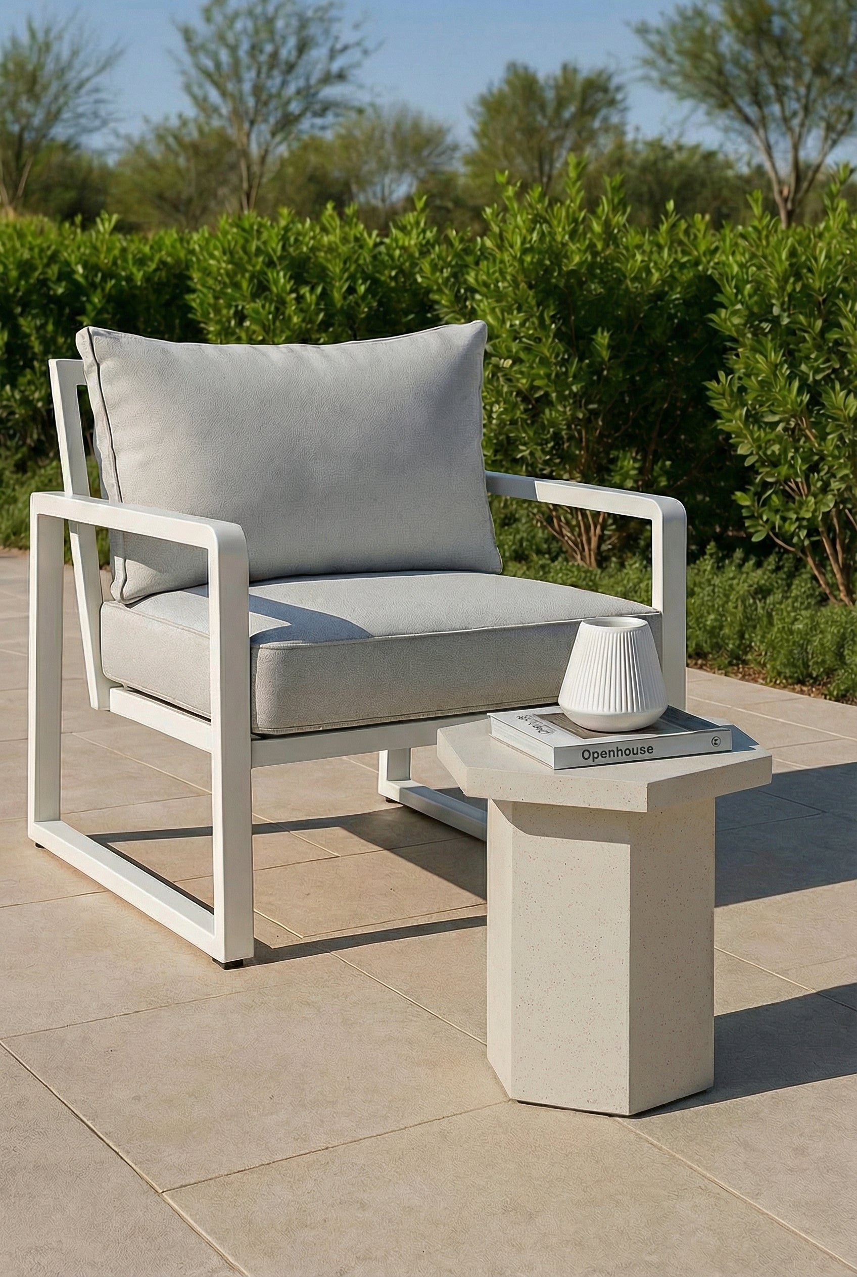 Dorevia Off White Textured Microconcrete Outdoor Side Table