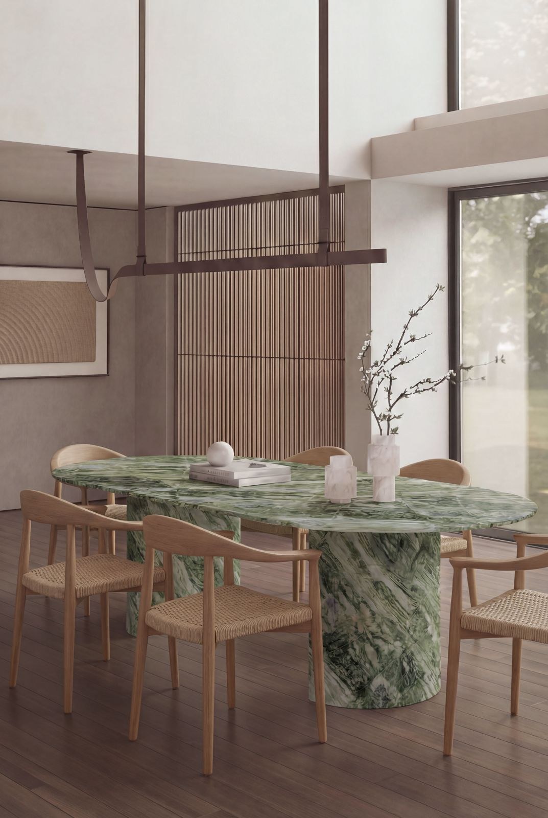 Dakota Amazon Green Dining Table with Half Moon Legs