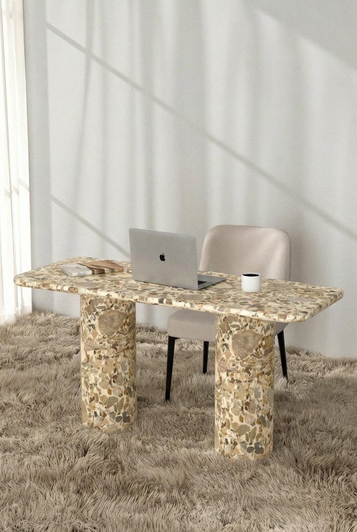 Alara Beige Terrazzo Desk