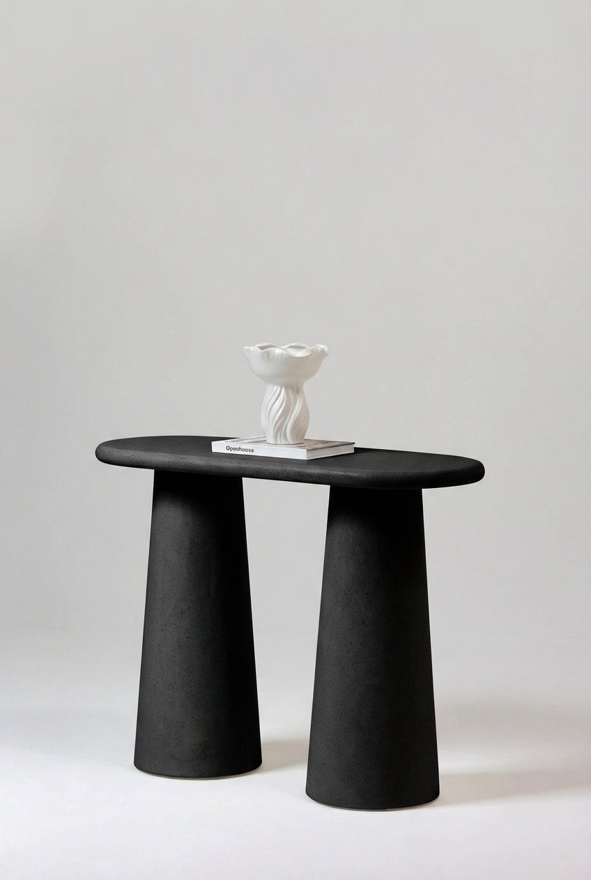 Alessia Black Microconcrete Console Table