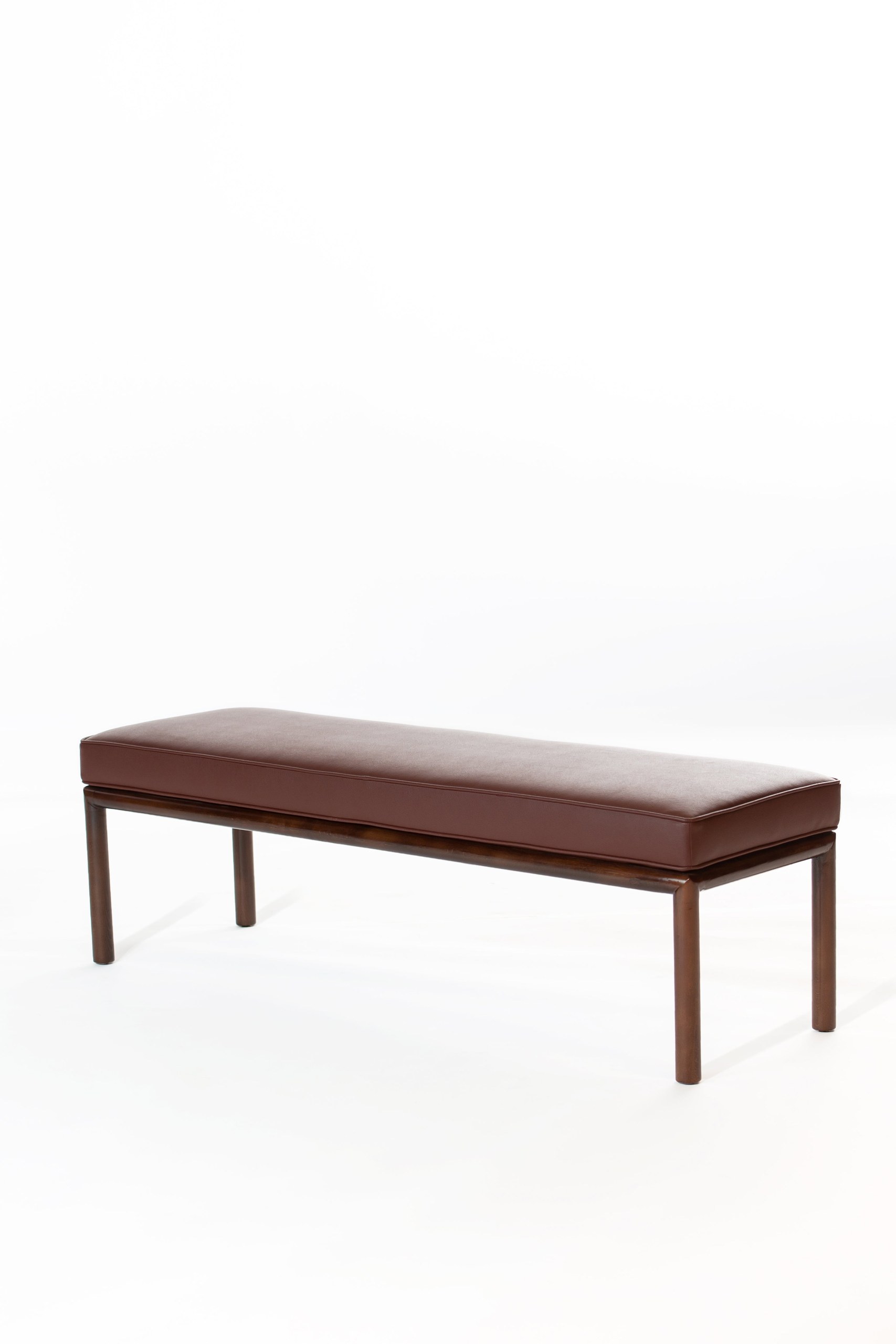 Pamela Saddle Brown Bench With Wooden Legs