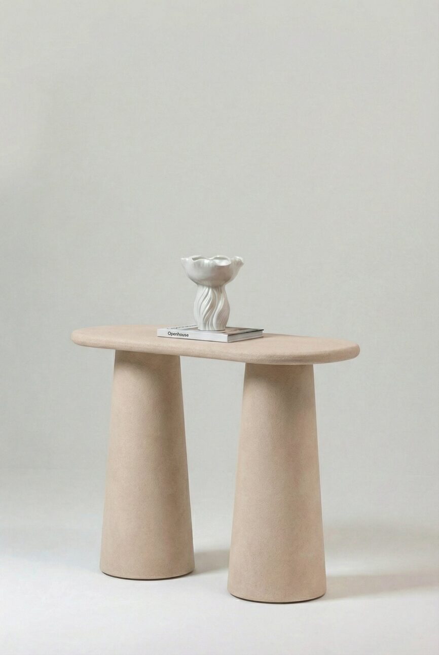 Alessia Light Beige Microconcrete Console Table
