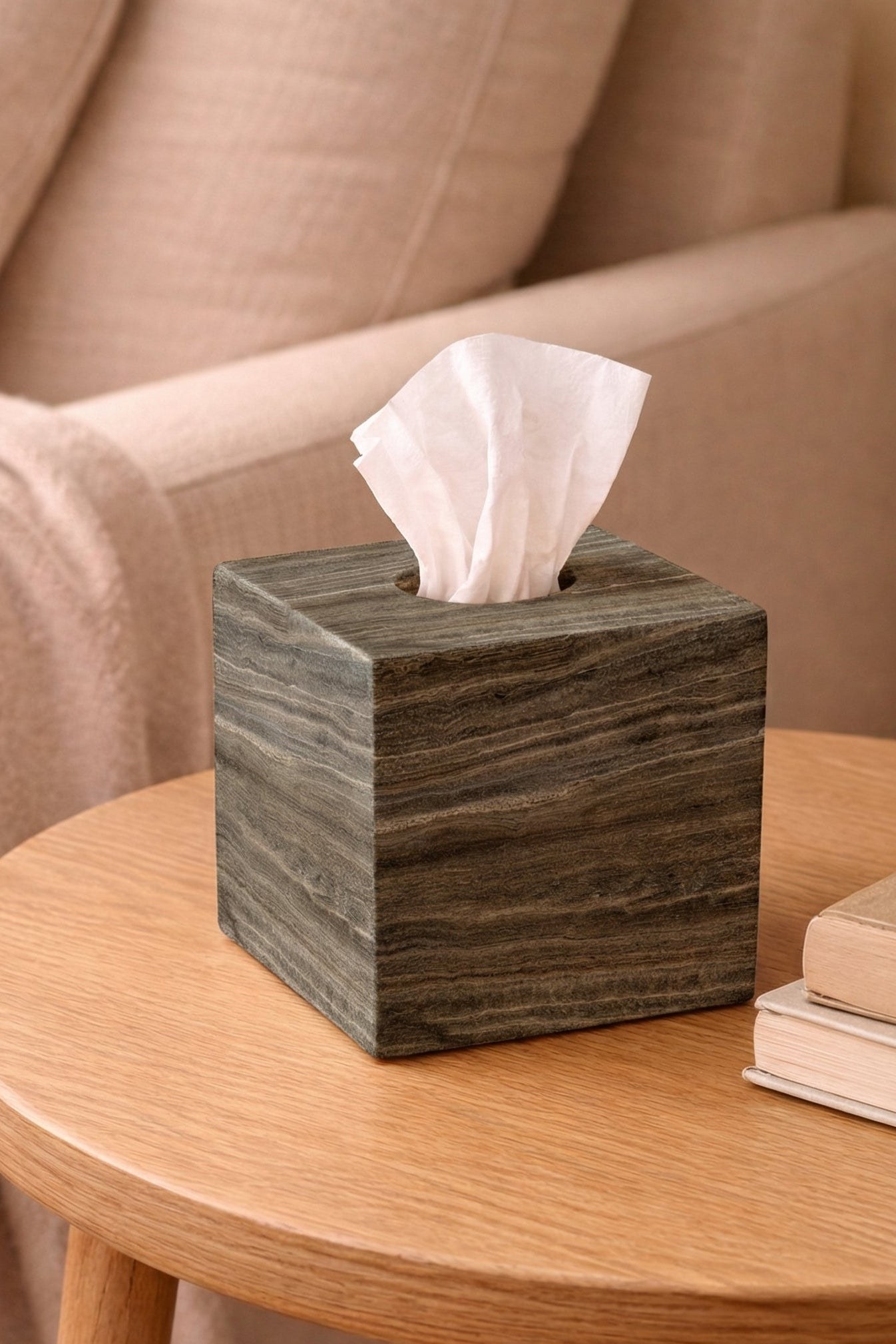 Tivoli Grey Travertine Tissue Holder