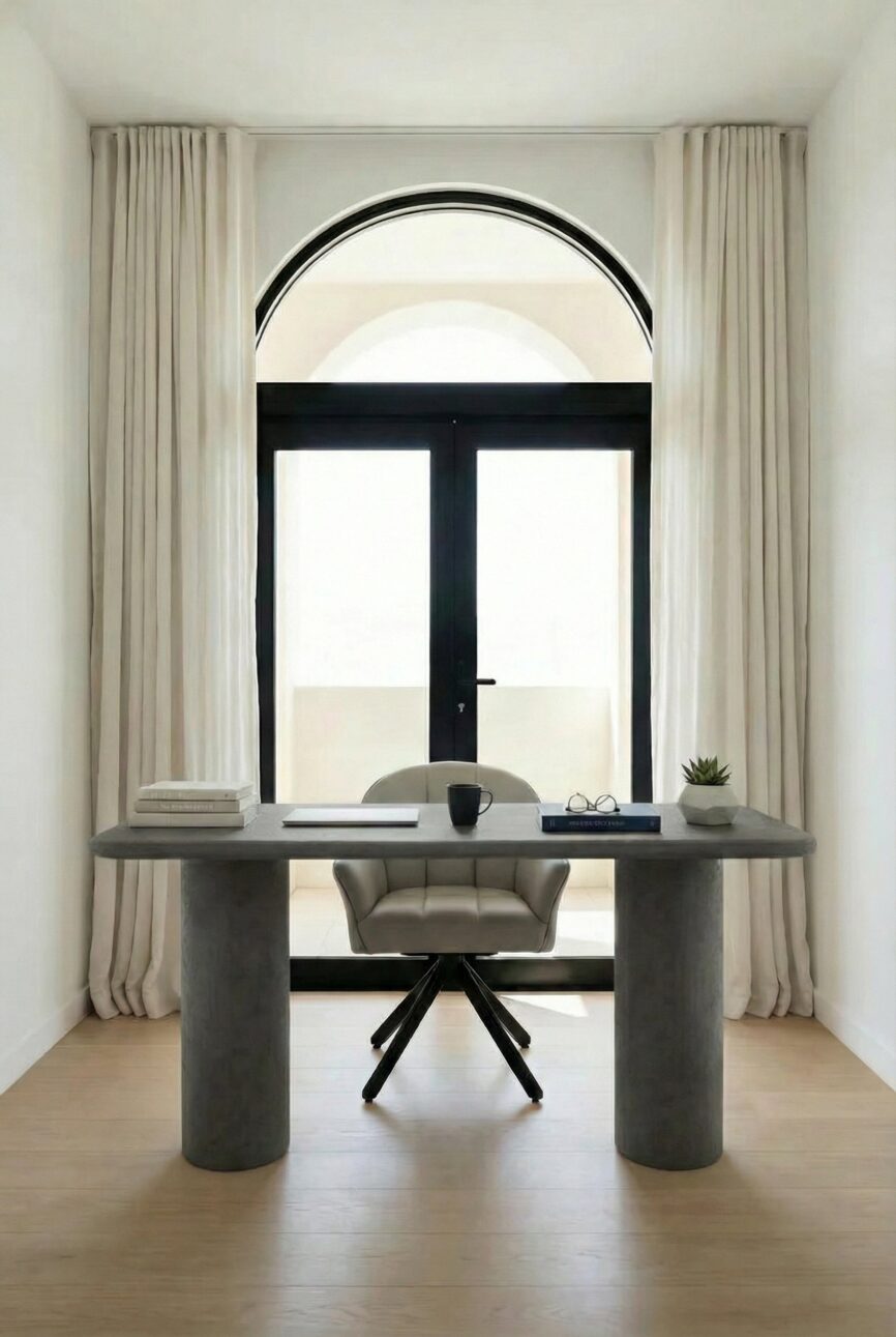 Alara Midnight Grey Microconcrete Desk