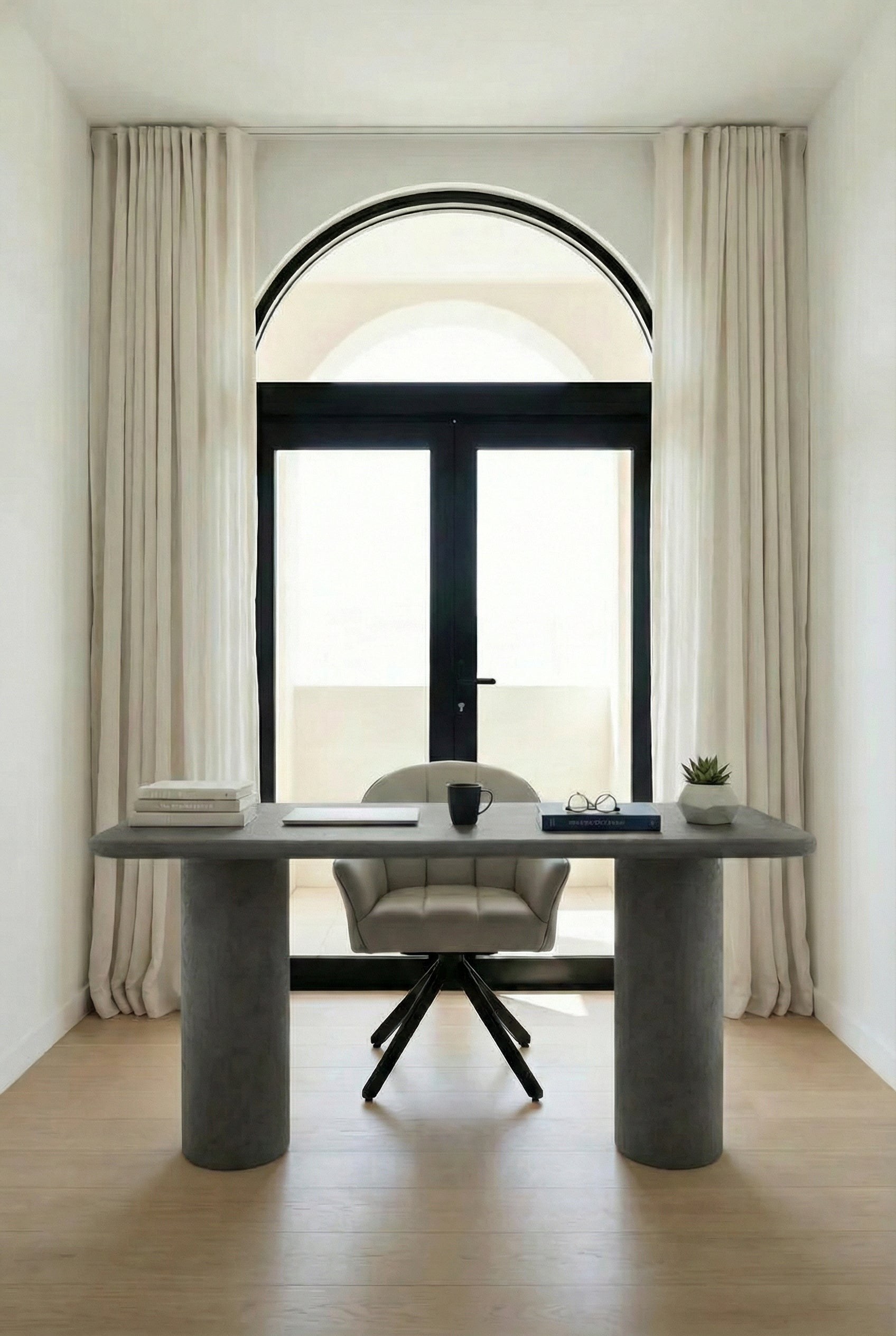 Alara Midnight Grey Microconcrete Desk