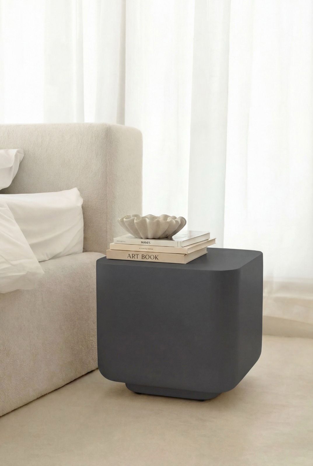 Roche Midnight Grey Microconcrete Side Table