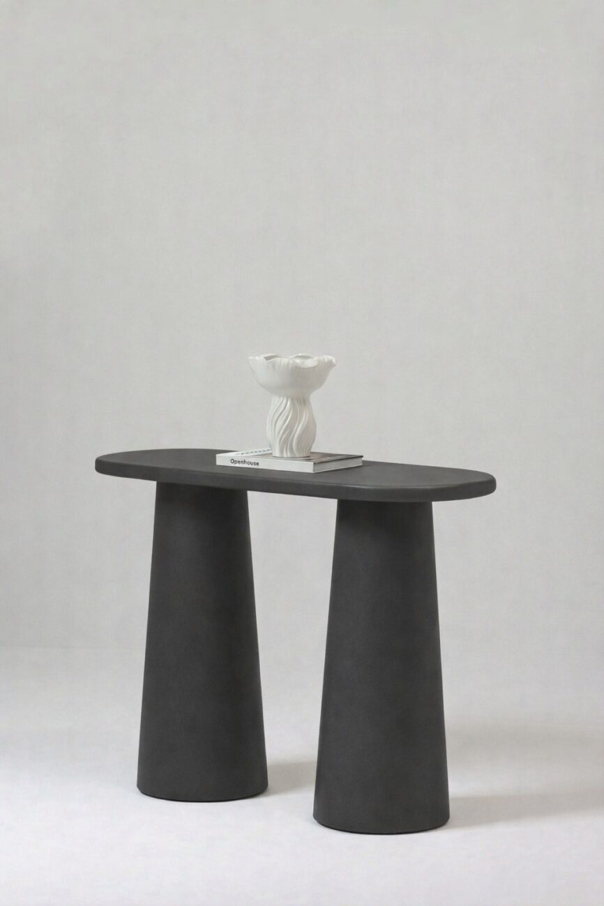 Alessia Midnight Grey Microconcrete Console Table