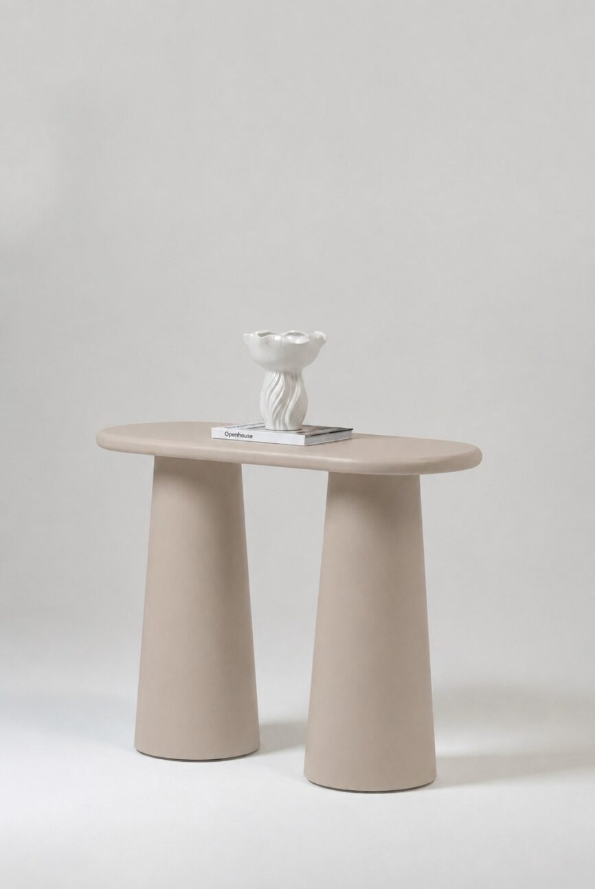 Alessia Ivory Cream Microconcrete Console Table