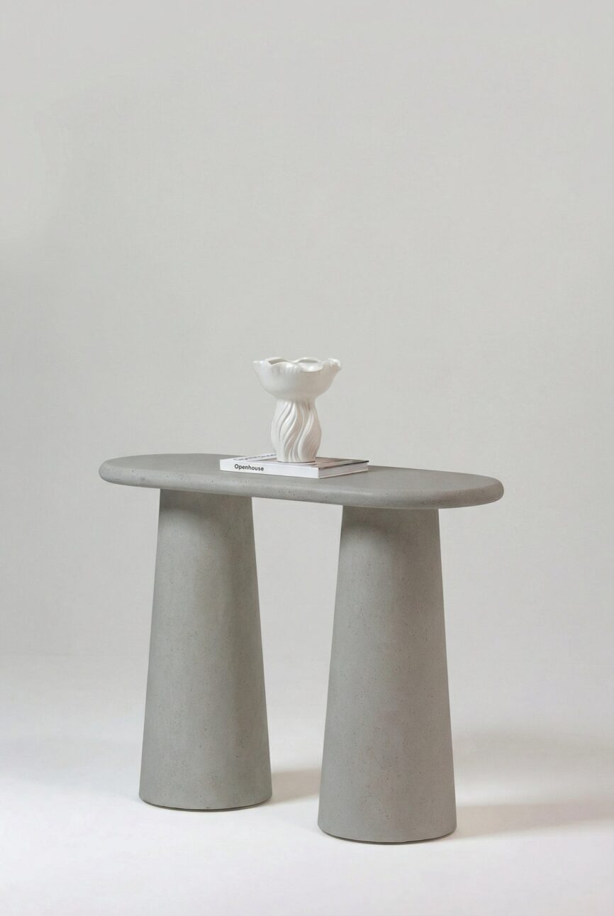 Alessia Ash Grey Speckled Microconcrete Console Table