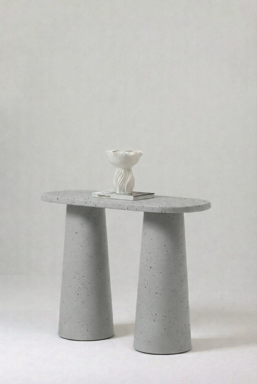 Alessia Grey Speckled Microconcrete Console Table