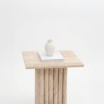 Zyra Travertine Top with Fluted Base Side Table (54x54CM)