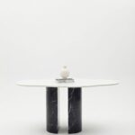 Rebecca White Quartz Irregular Dining Table With Black Marquina Base (240x75CM)