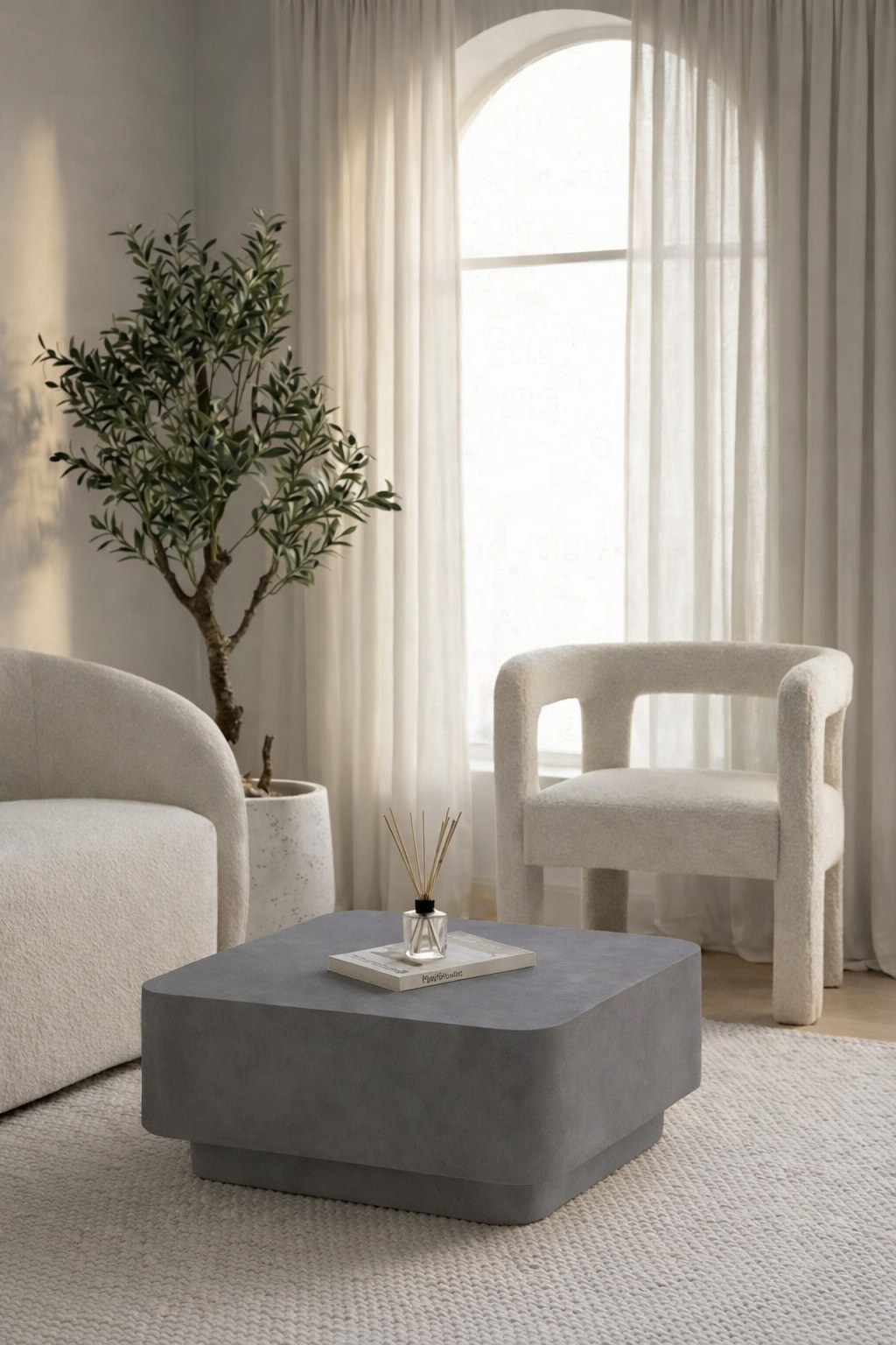 Nevina Ash Grey Microconcrete Coffee Table