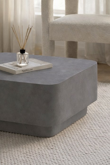 Nevina Ash Grey Microconcrete Coffee Table - Image 2