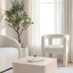 Nevina Light Beige Microconcrete Coffee Table