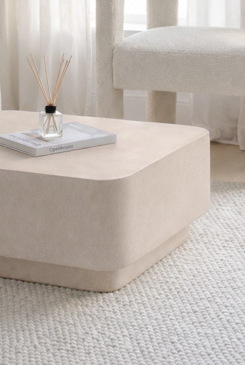 Nevina Light Beige Microconcrete Coffee Table - Image 2