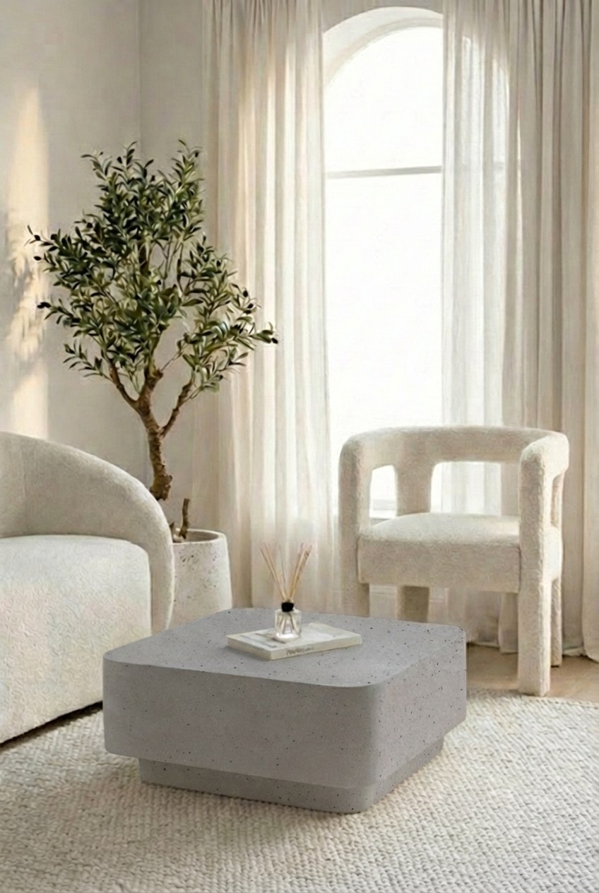 Nevina Ash Grey Speckled Microconcrete Coffee Table