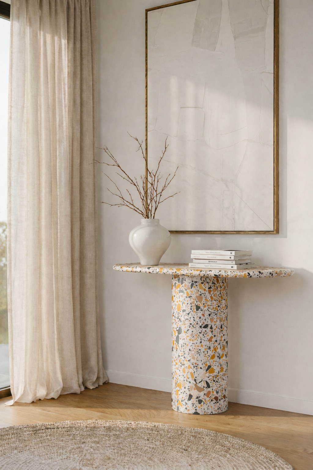 Everose Venetian Terrazzo Oval Top Console Table (100x80CM)