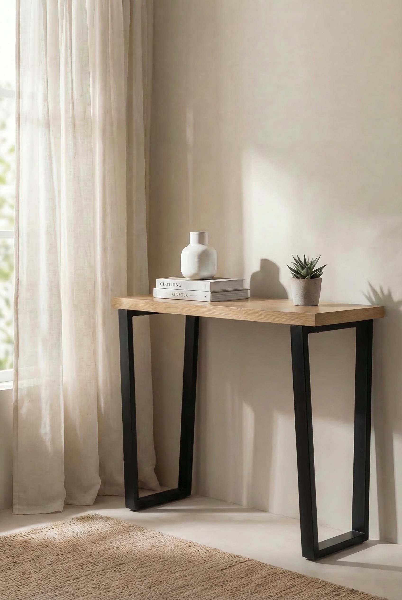 Mango Wood Console Table With V Shape Legs