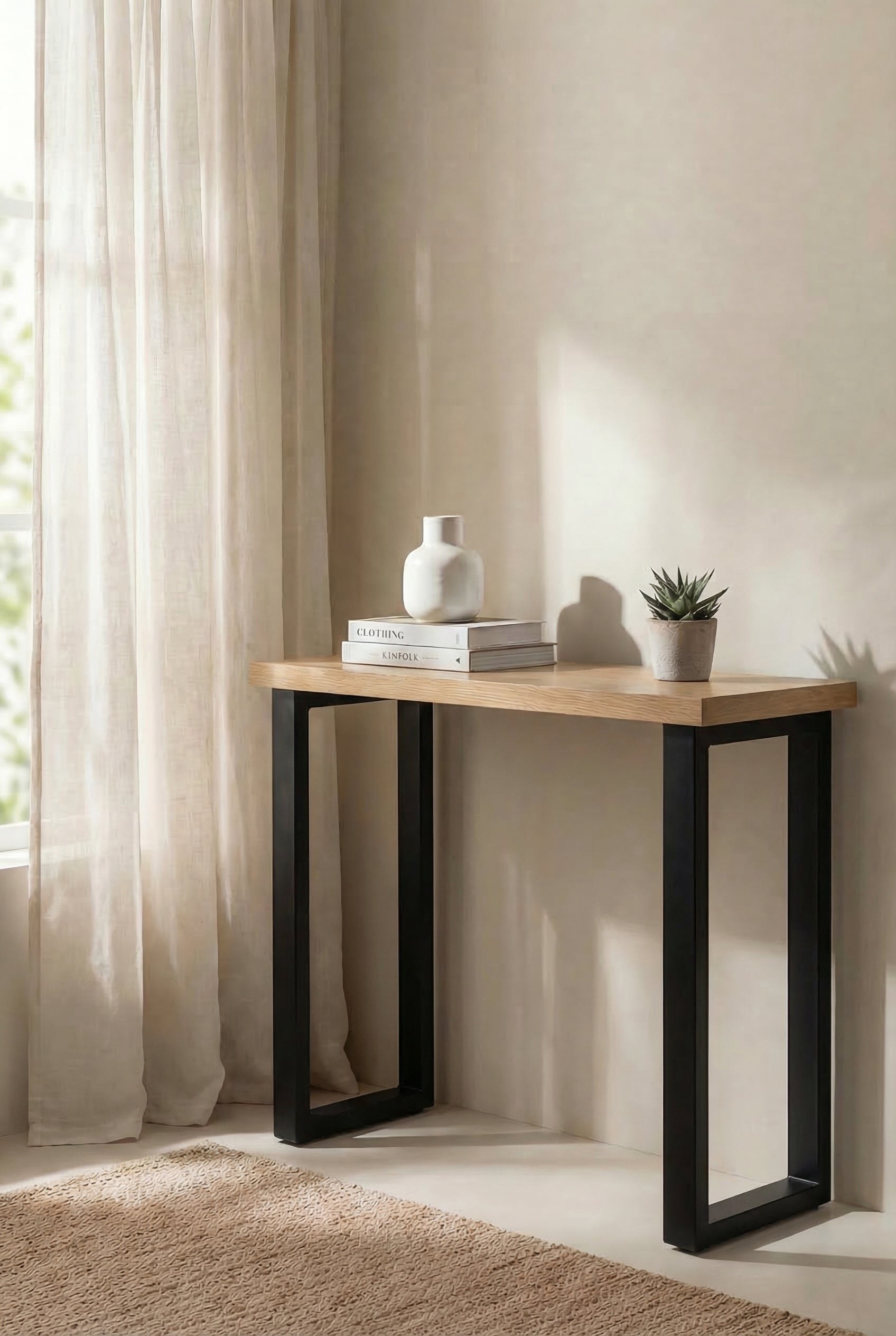 Mango Wood Console Table With U-Shape Legs