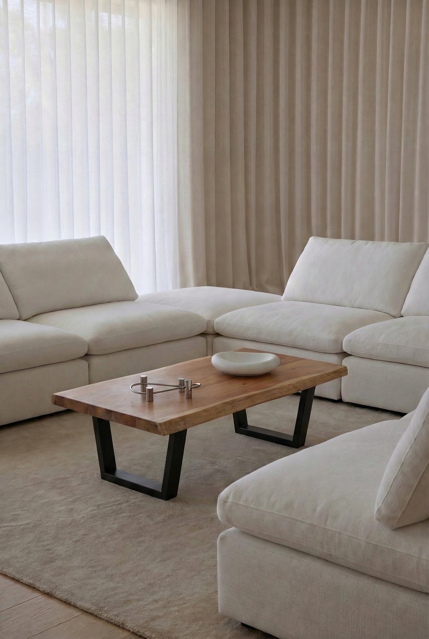 Pariel Dark Acacia Wood Coffee Table With V Shape Legs