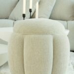 Orin Off White Storage Round Pouf