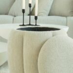 Orin Off White Storage Round Pouf