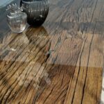 Meadow Railway Wood Dining Table with Pin Metal Legs