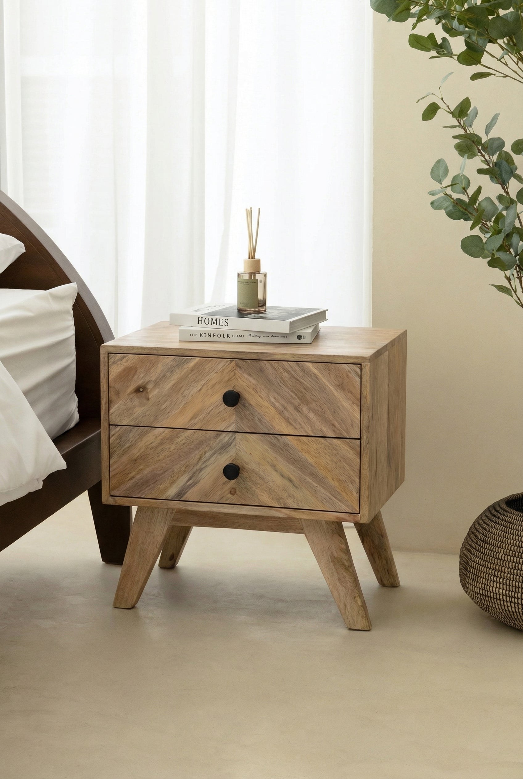 Isandro Chevron Inlay Bedside Table