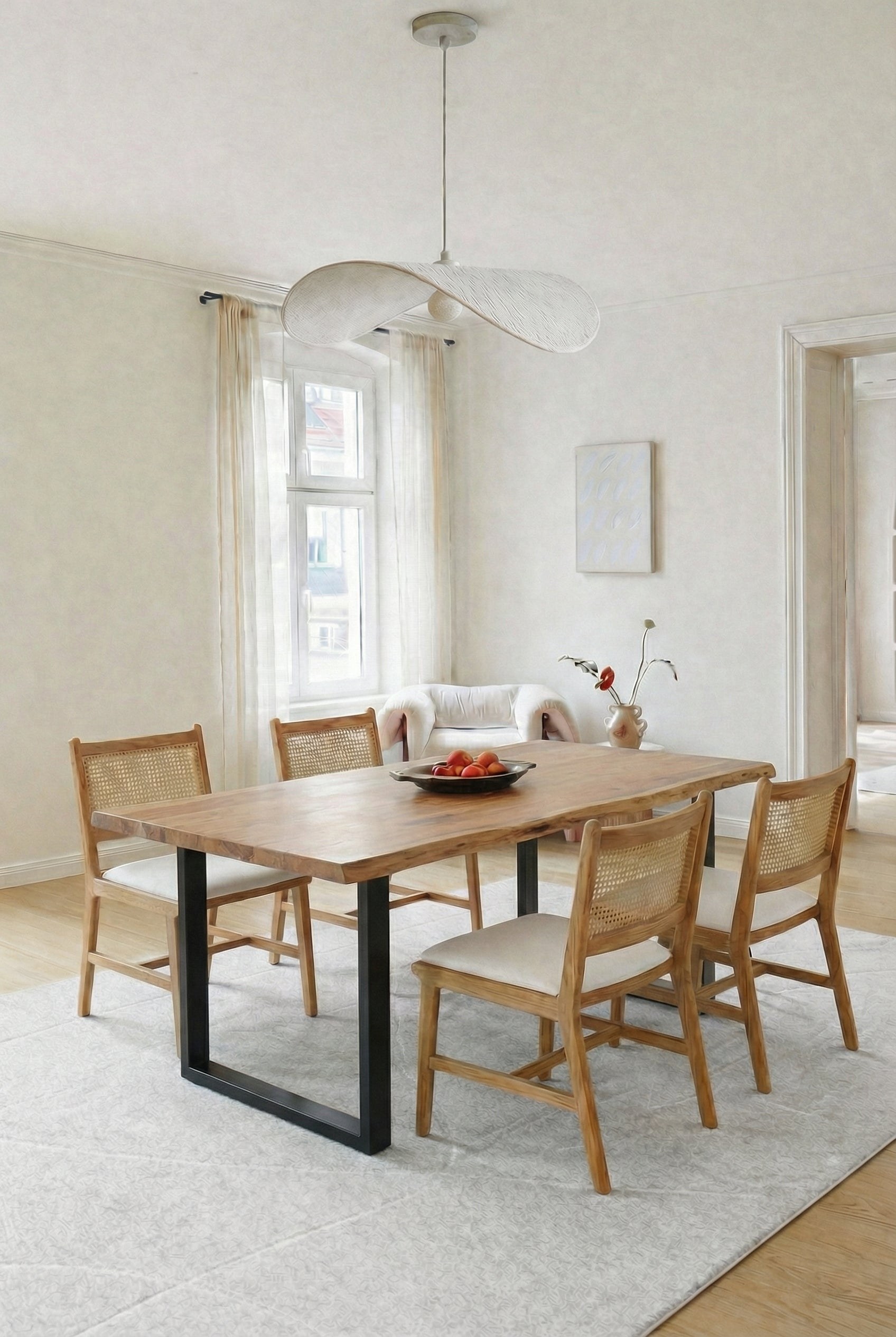 Laronia Dark Acacia Dining Table U Shape Legs