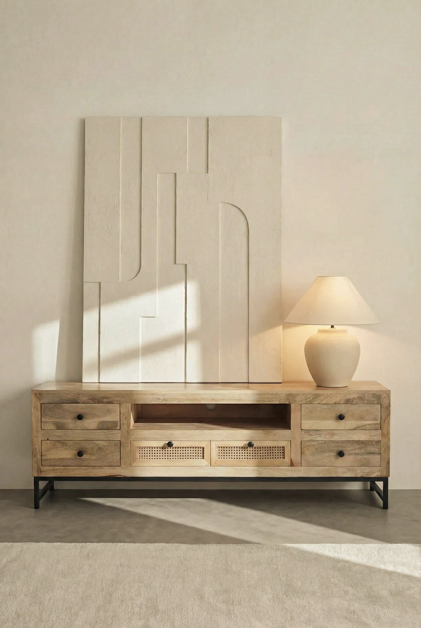 Lunor Mango Wood & Metal Media Unit