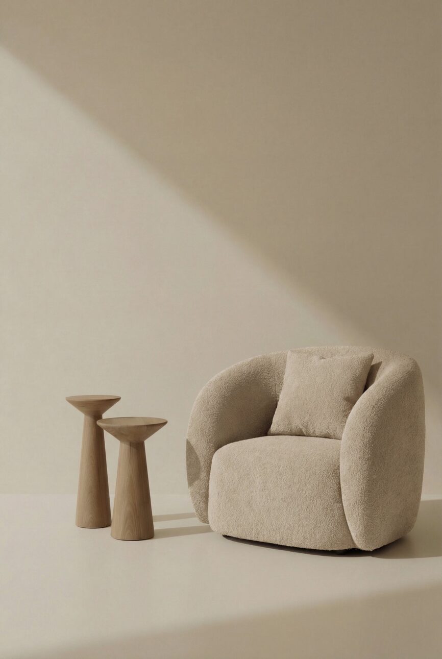 Amanti Warm Beige Boucle Lounge Sofa Chair