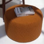 Mira Orange Boucle Round Pouf (60CMx33CM)