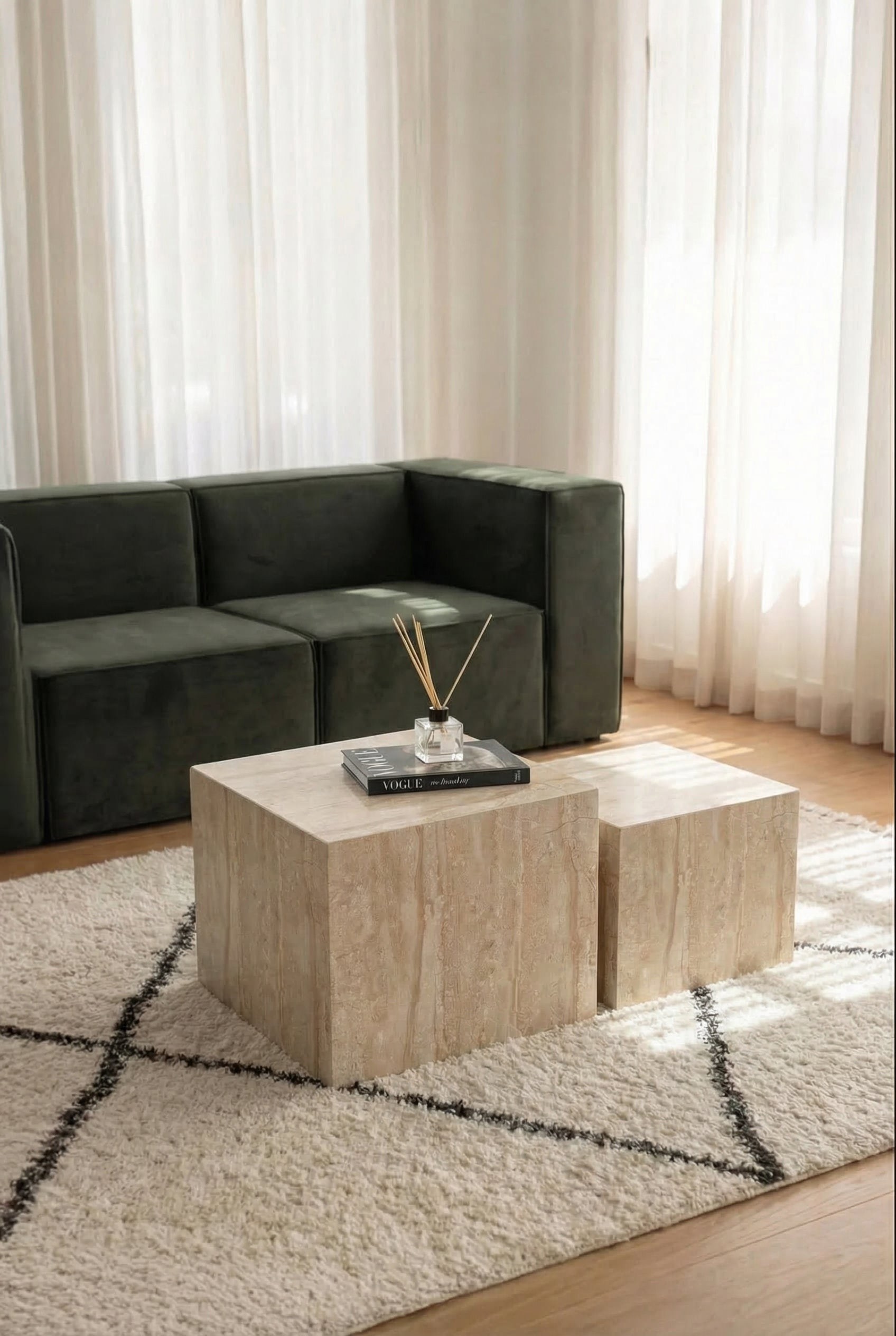 Larkin Travertine Nesting Coffee Table