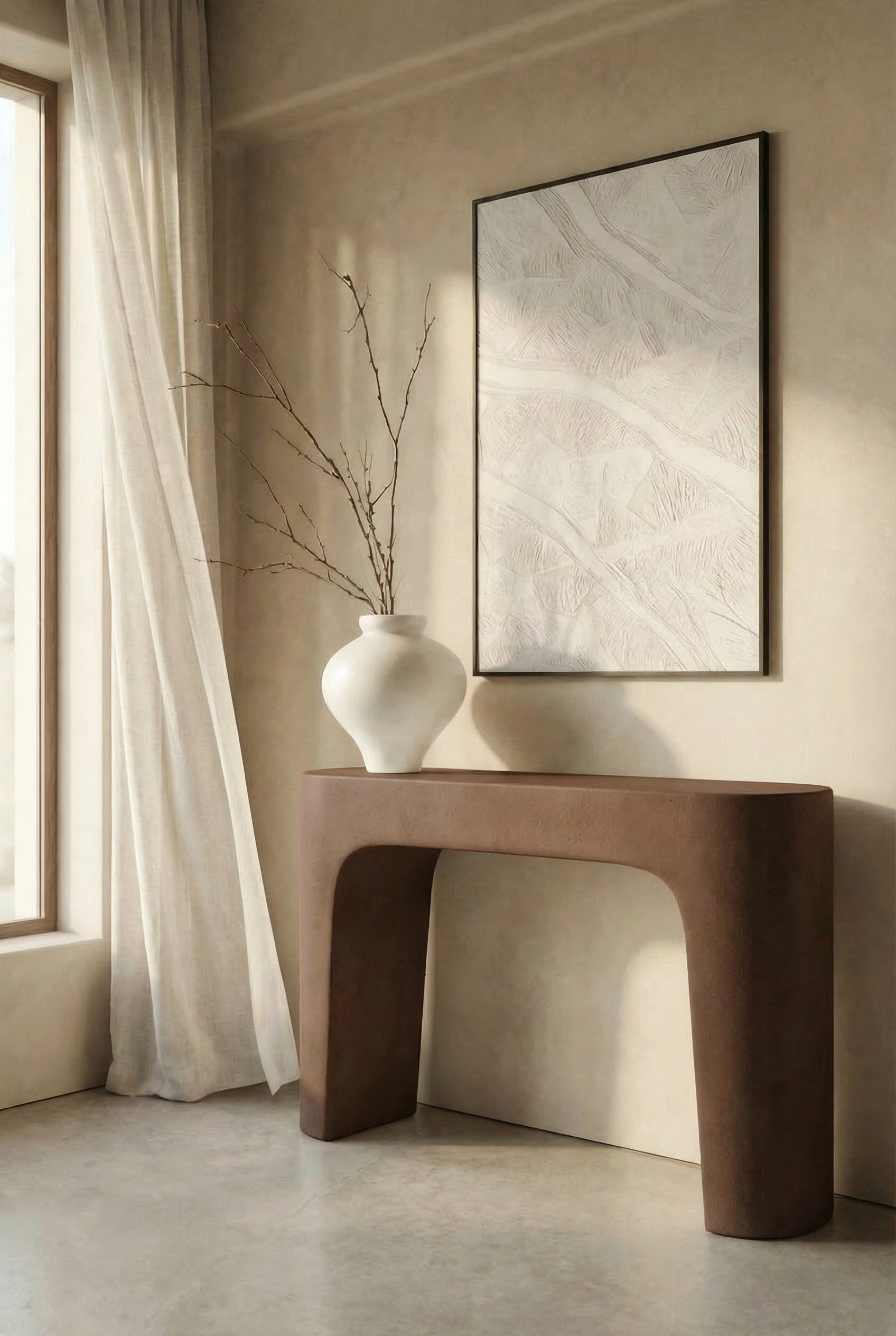 Halden Mocha Microconcrete Console Table