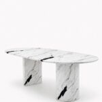 Dakota Viola White Dining Table with Half Moon Legs