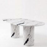 Valeria Viola White Oval Top Dining Table