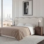 Zelina Ivory Boucle Curved Headboard Upholstered Bed